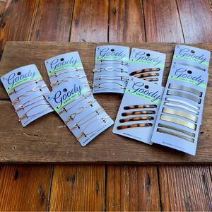 NWT Goody lot of 8 packs hair barrettes & Bobby slides silver gold tortoise 42pc